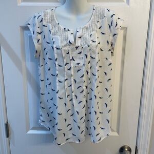 Daniel Rainn Estefany Lace Detail Split Neck Blouse